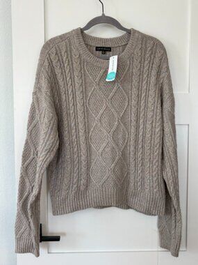 NWT Stitch Fix Mushroom Taupe Cable Knit Sweater XL